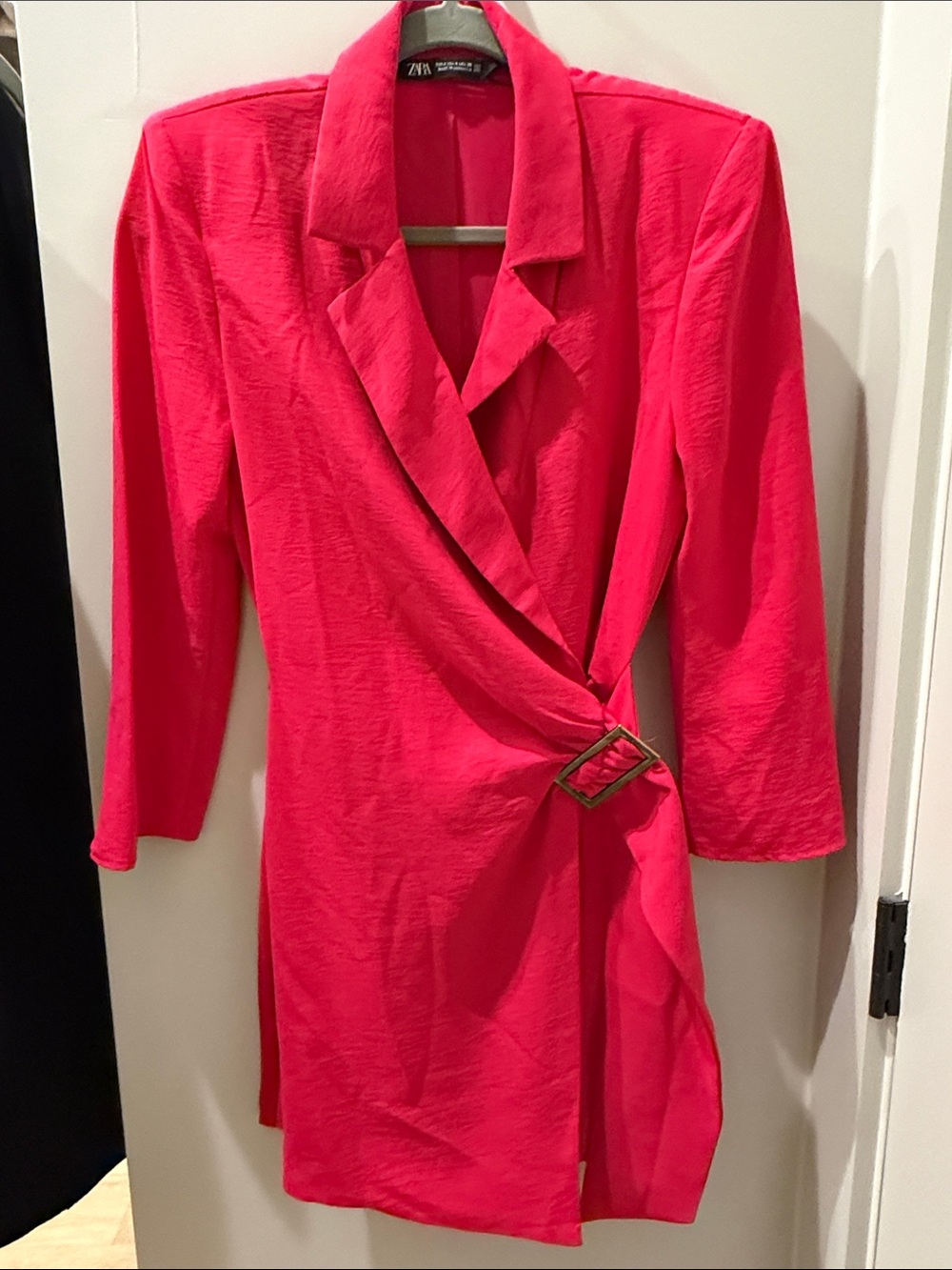 Zara Hot Pink Wrap Blazer Romper Dress with Buckle